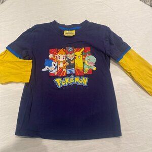 Pokemon Boys Size 6/6X Blue Long Sleeve Graphic T-Shirt